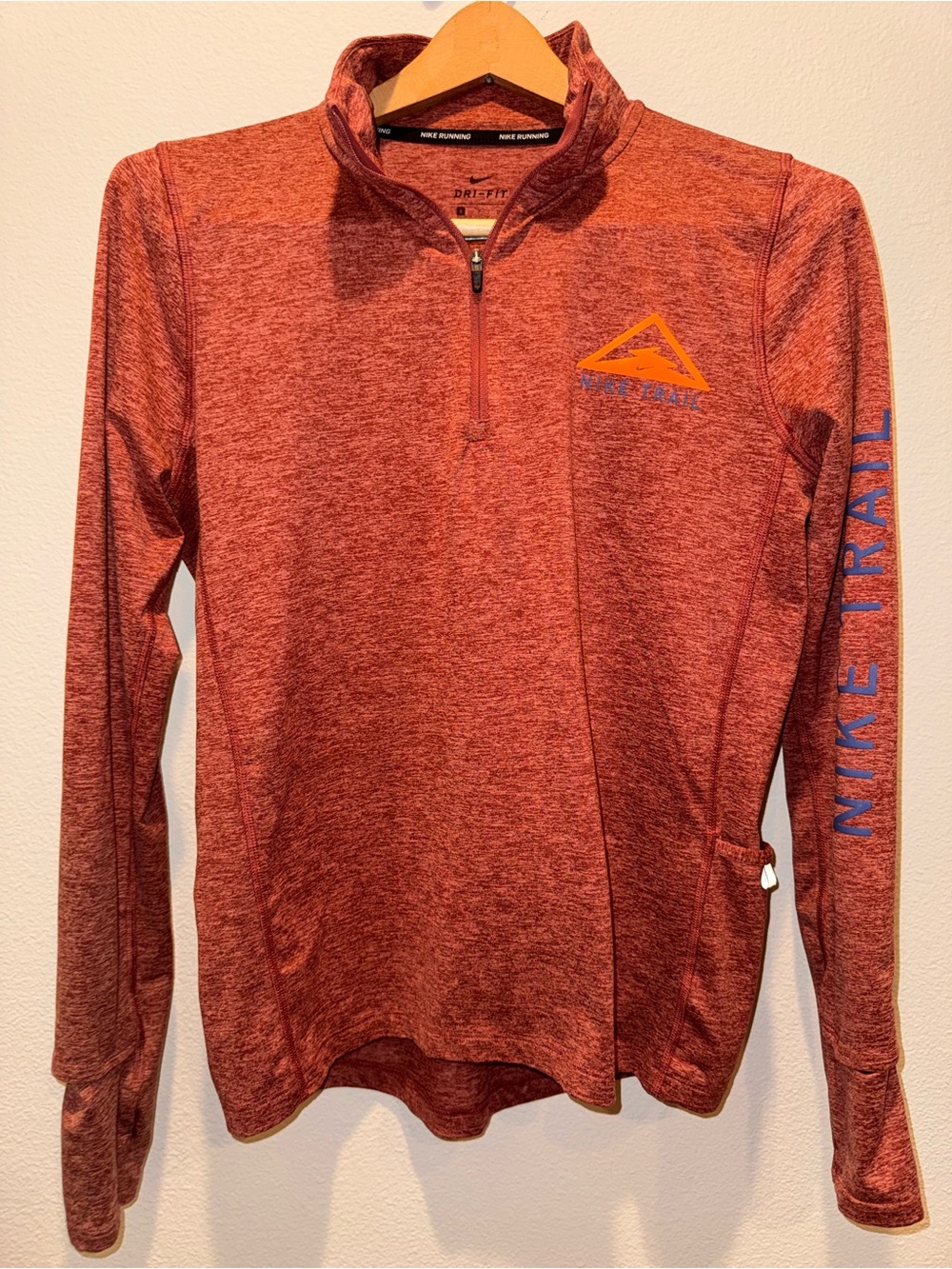Nike Dri-FIT Heathered Rust Red Quarter-Zip Running Top